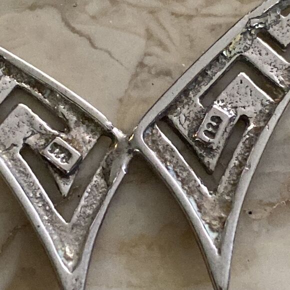 925 Sterling Silver Greek Key 1980’s Butterfly Necklace - Picture 7 of 11